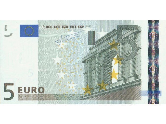 5 Euro 2002 P8l Prefix L Letter E UNC (A)