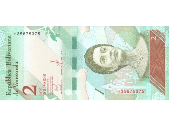 2 bolívares 2018 P101 (B371) Prefix H UNC (A)