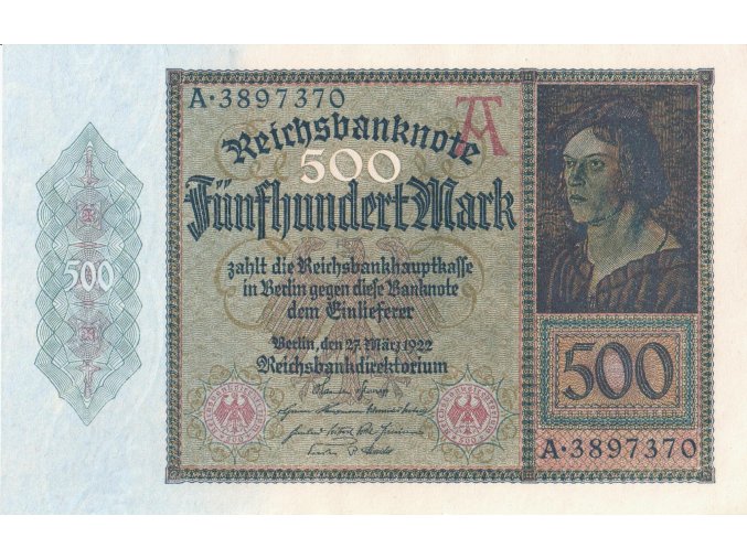 500 Mark 27.3.1922 P73 UNC(A)