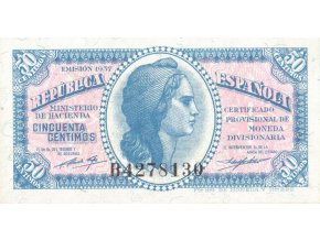 50 Centimos 1937 P93 Series B UNC (A)