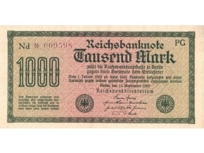 1000 Mark 15.9.1922 P76d Serie PG Nd UNC (A)