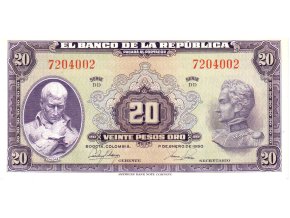 20 Pesos oro 1.1. 1950 P392d (B926e) Serie DD UNC (A)