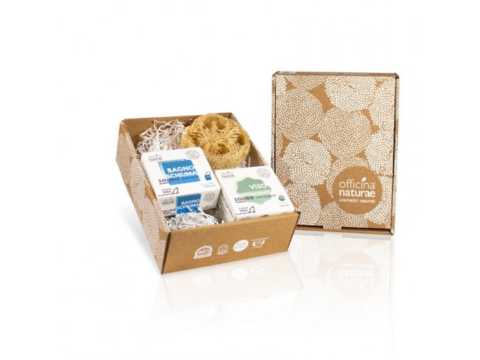 gift box body bagnoschiuma solido vellutante detergente solido viso delciato e barattolo porta coso