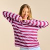 Langarmshirtgestreift AuberginePink 3 1