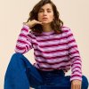 Langarmshirtgestreift AuberginePink 3 2