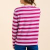 Langarmshirtgestreift AuberginePink 3 4