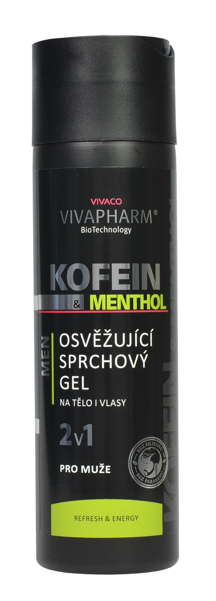 Kofeinový sprchový gel 2v1 s mentholem pro muže 200 ml