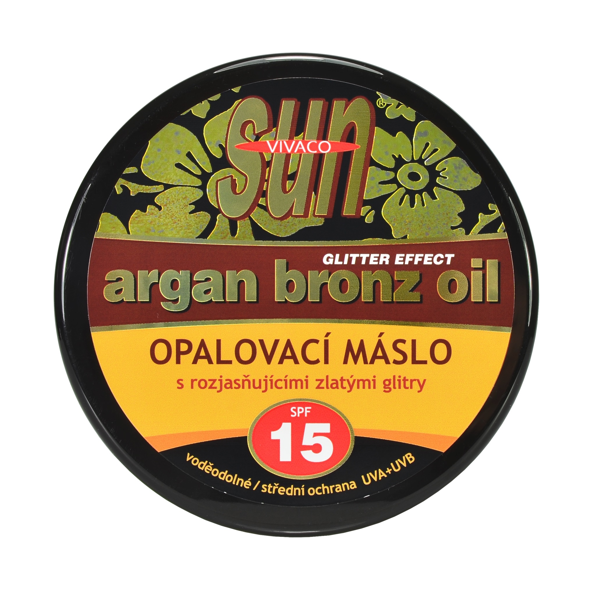 Vivaco Opalovací máslo Glitter effect s BIO arganovým olejem SPF 15 SUN 200 ml