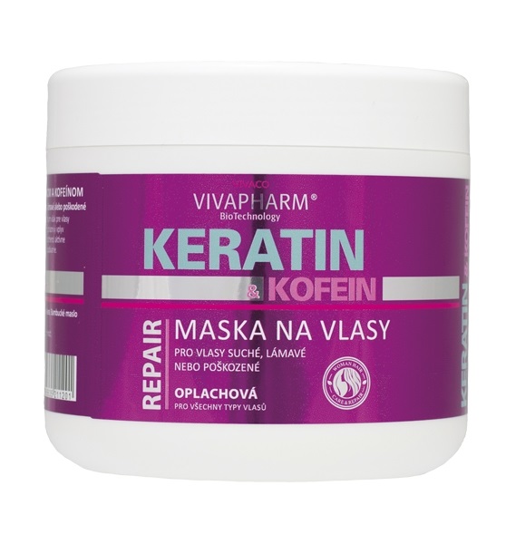 Keratinová maska na vlasy s kofeinem 600 ml