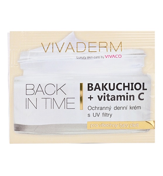 Vivaco Ochranný denní pleťový krém BAKUCHIOL +vitamin C BACK IN TIME vzorek 4 ml