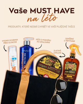 ☀️ Letní sada VIVACO + plátěná taška ZDARMA 👜 Kompletní opalovací výbava na celé léto – od ochrany SPF 50+ až po péči po...