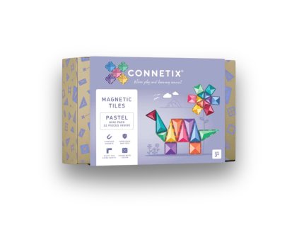 Magnetická stavebnice Connetix 32 ks PASTEL  pastelové dílky, kompatibilní s Magna Tiles