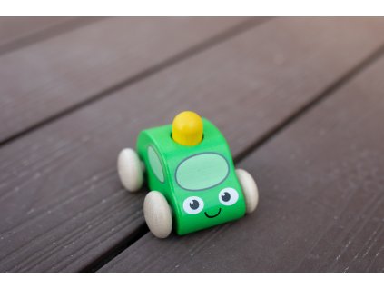 Pískací dřevěné autíčko s majákem zelené – záchranné auto pro děti  autíčko ses zvukem / od 3 let