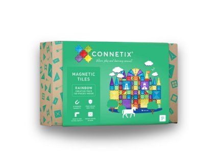 Connetix Tiles magnetická stavebnice Rainbow Duha 102 ks  kompatibilní s Magna-Tiles / od 3 let