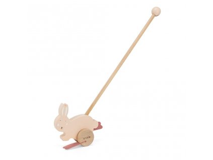 Dřevěná tahací hračka na tyči - Mrs. Rabbit