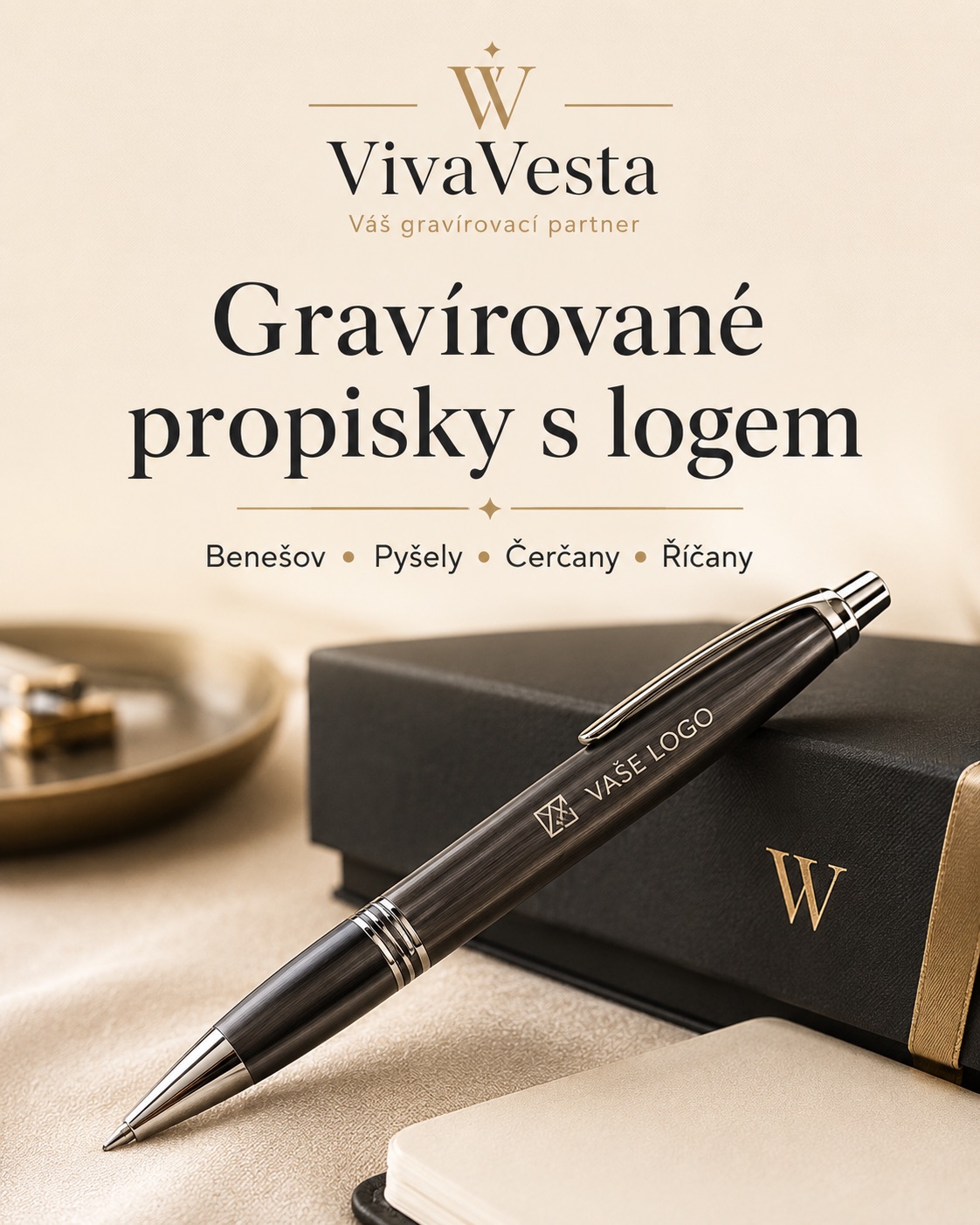 Gravírované propisky s logem Benešov, Pyšely, Čerčany a Říčany | VivaVesta