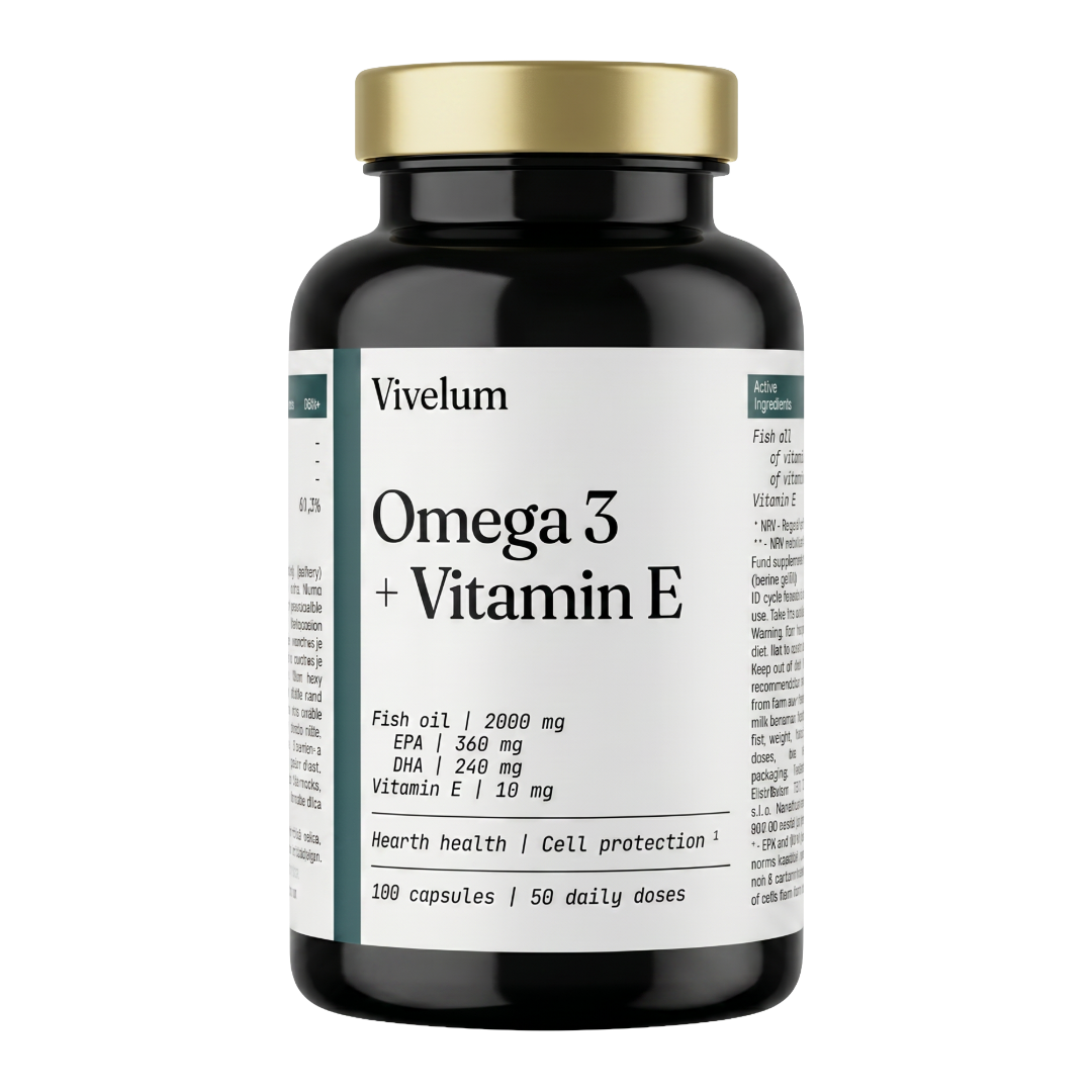 Vivelum Omega 3 + Vitamín E, 100 kapsúl