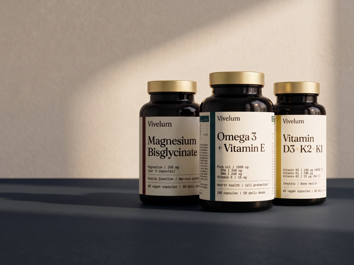 Vivelum Magnézium, Omega 3 a Vitamín D vedľa seba