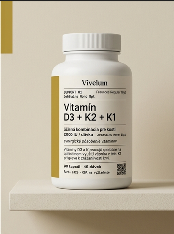 Vivelum Vitamín D3 + K2 + K1, 60 kapsúl