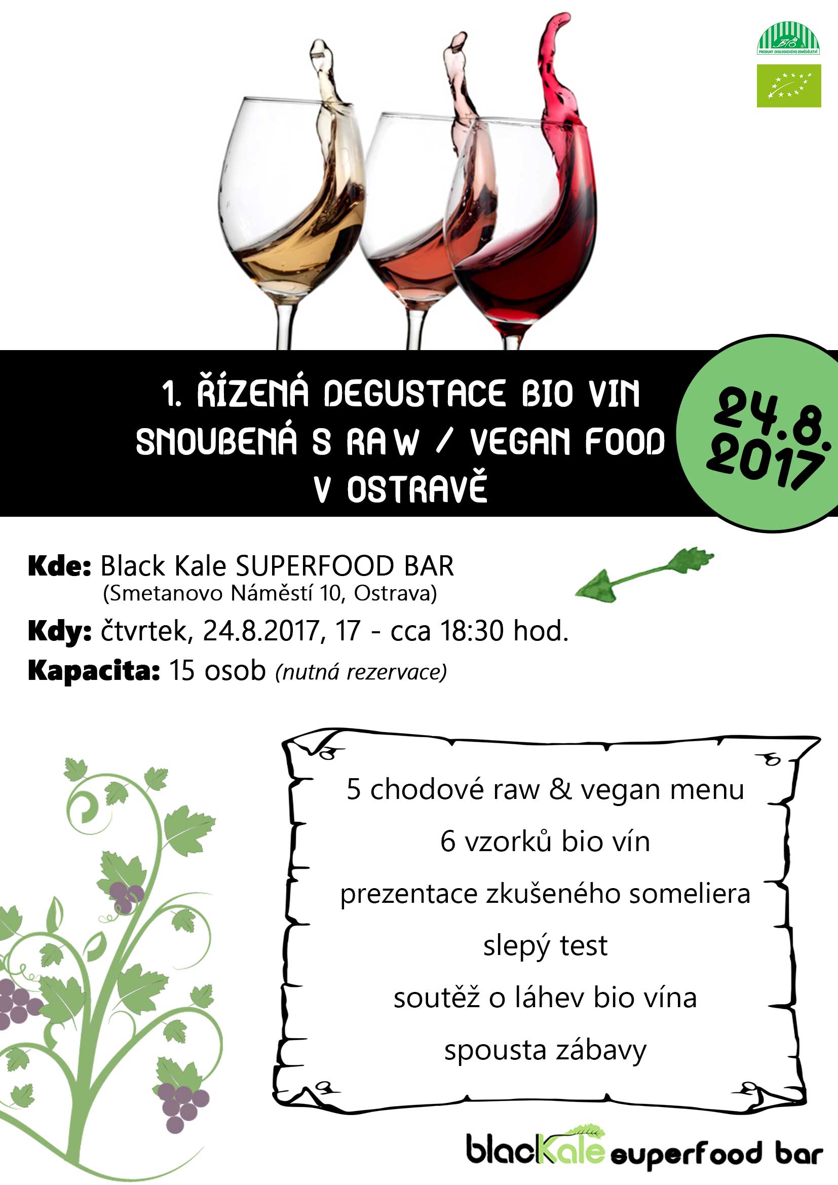 Řízená degustace bio vín, snoubená s raw / vegan food