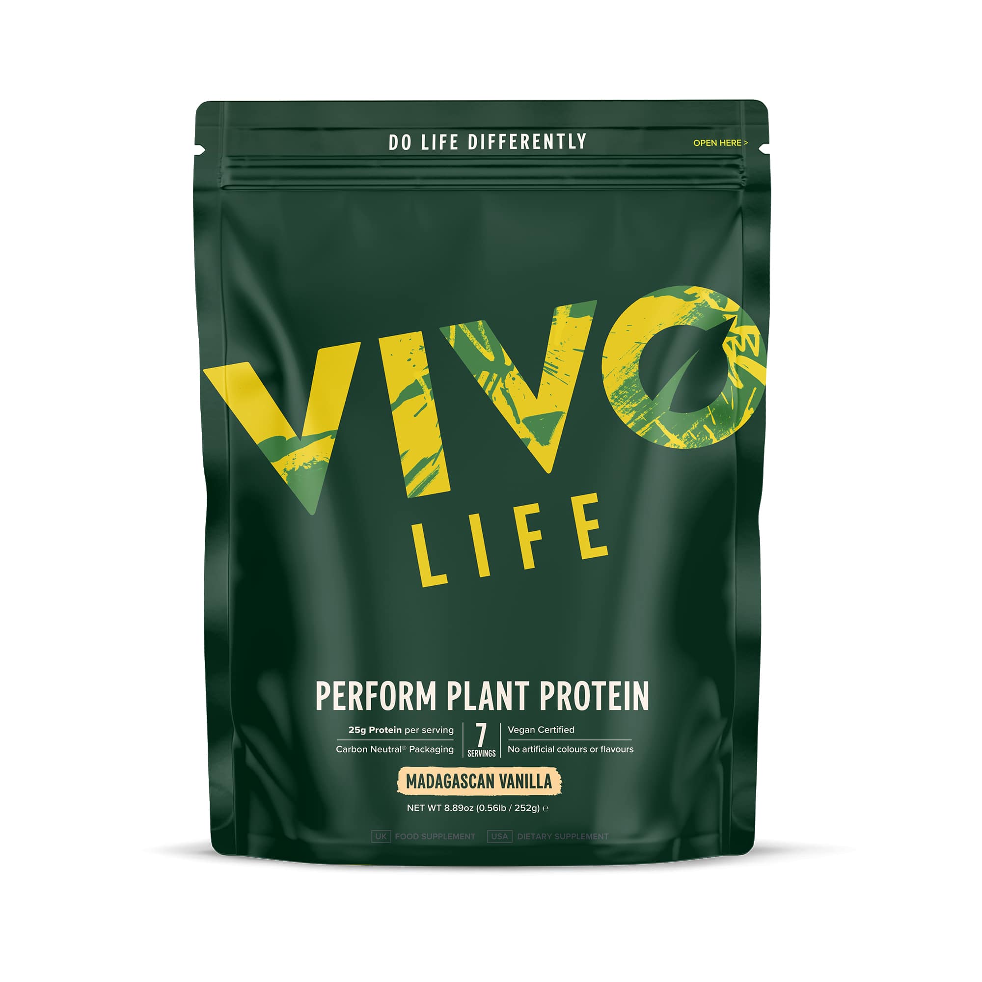 Vivo Life PERFORM Madagaskar vanilka - RAW VEGAN PROTEIN & BCAA (252g)