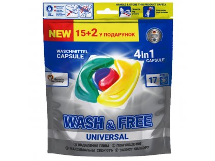 Prací prostředek ve formě kapslí Wash&Free 15+2 kapslí (DOYPACK)