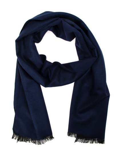 Tmavě modrá pánská šála bez vzoru
