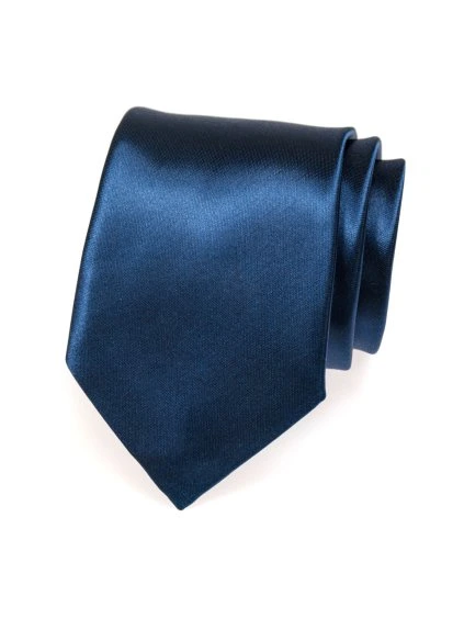 Tmavě modrá lesklá kravata_