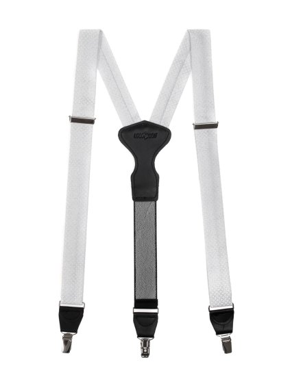 Bílé šle s hadím vzorem stejné barvy v krabičce