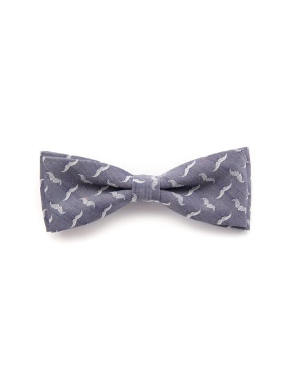 Modrý bavlněný pánský motýlek se vzorem - Knír