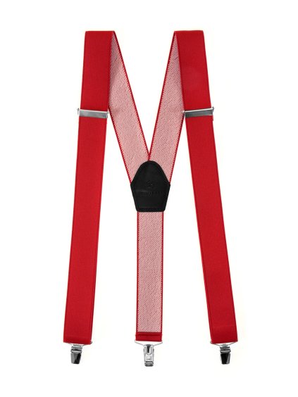 Červené široké šle s černým středem