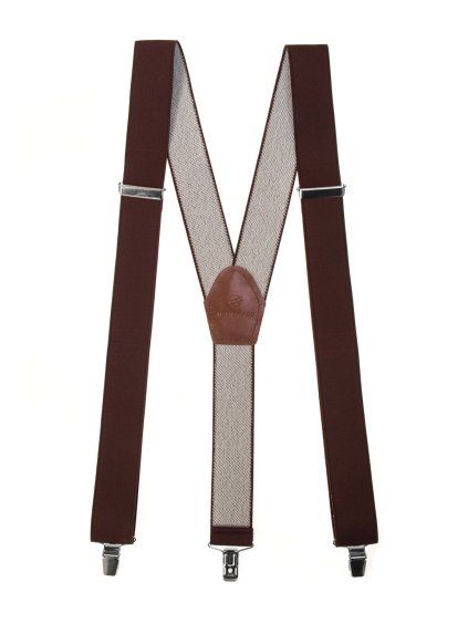 Hnědé šle s hnědým koženým středem