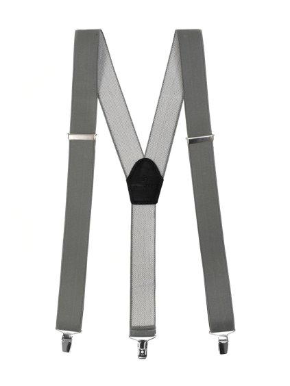 Šedé šle s koženým středem