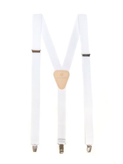 Bílé šle s béžovým koženým středem