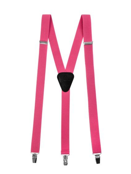 Zářivě růžové šle s koženým středem