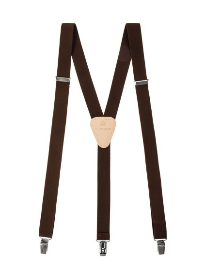 Hnědé šle s béžovým koženým středem