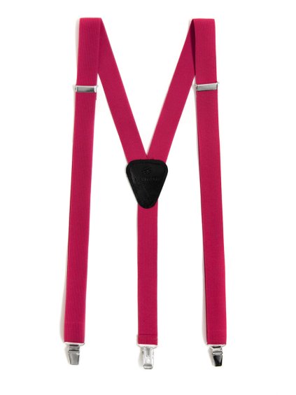 Fuchsiové šle s černým koženým středem