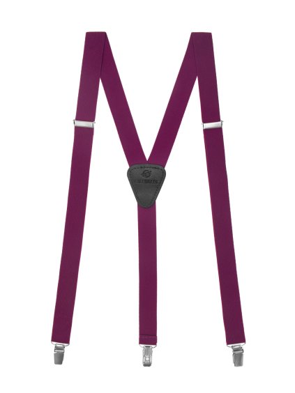 Purpurové šle s černým koženým středem