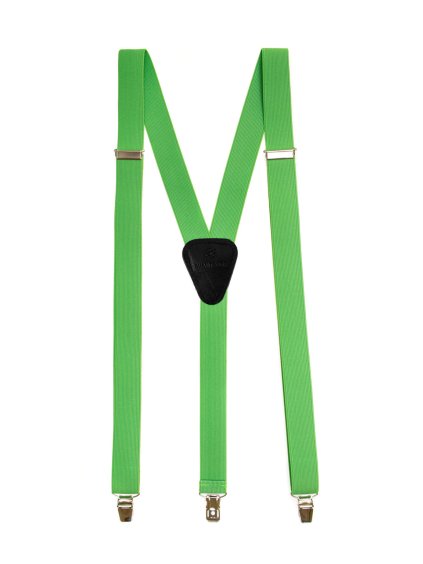 Zářivě zelené šle s černým koženým středem