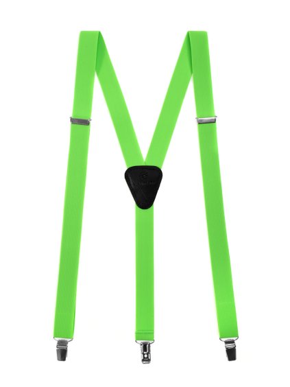 Světle neonově zelené šle s koženým středem