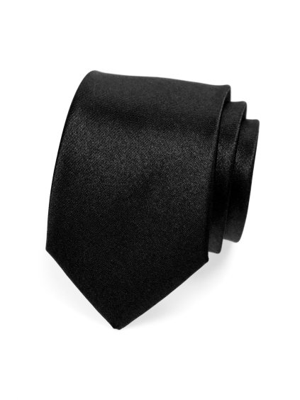 Černá jednobarevná lesklá kravata