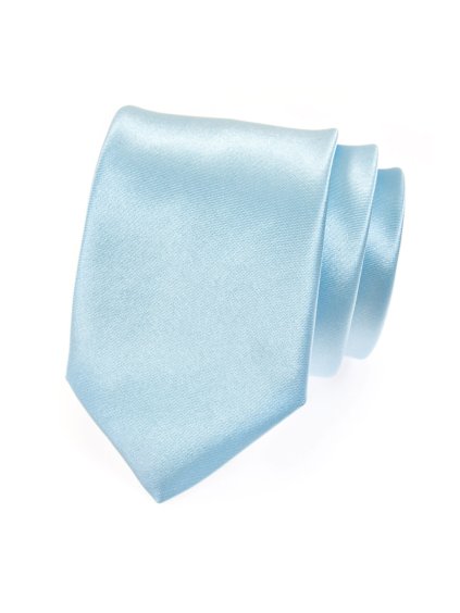 Světle modrá jednobarevná lesklá kravata