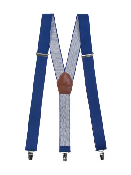 Královsky modré šle s hnědým středem