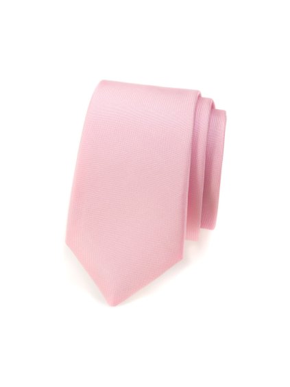 Světle růžová matná slim kravata