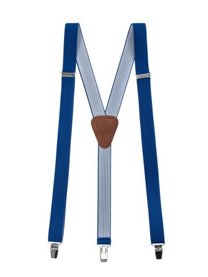 Královsky modré šle na klipy s hnědým středem