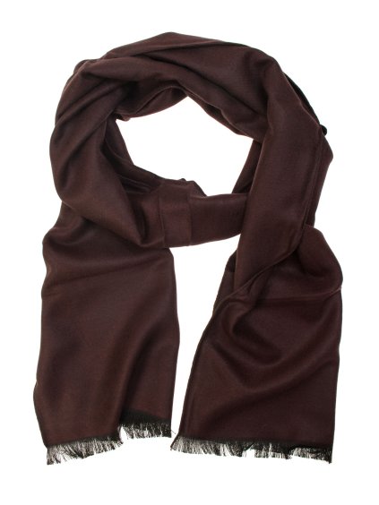Tmavě hnědá pánská šála s třásněmi