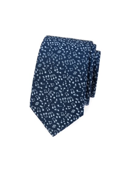 Tmavě modrá slim kravata se světle modrými notami