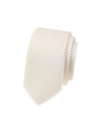Smetanová slim kravata s proužky