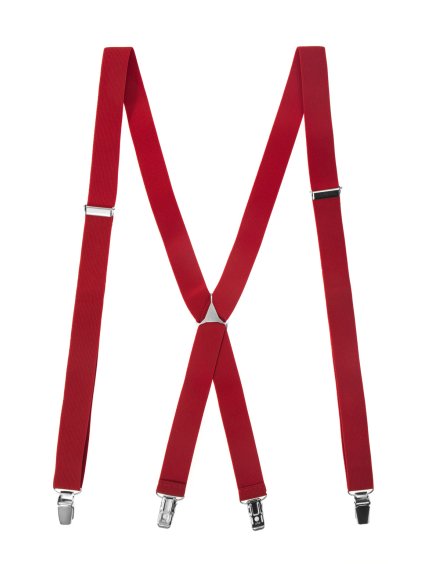 Červené šle s kovovým středem