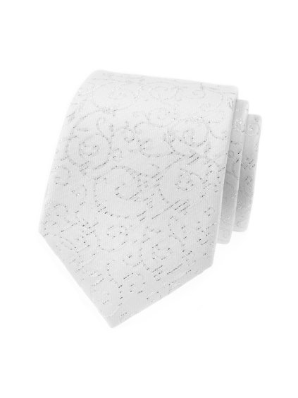 Bílá kravata s jemně třpytivým vzorem